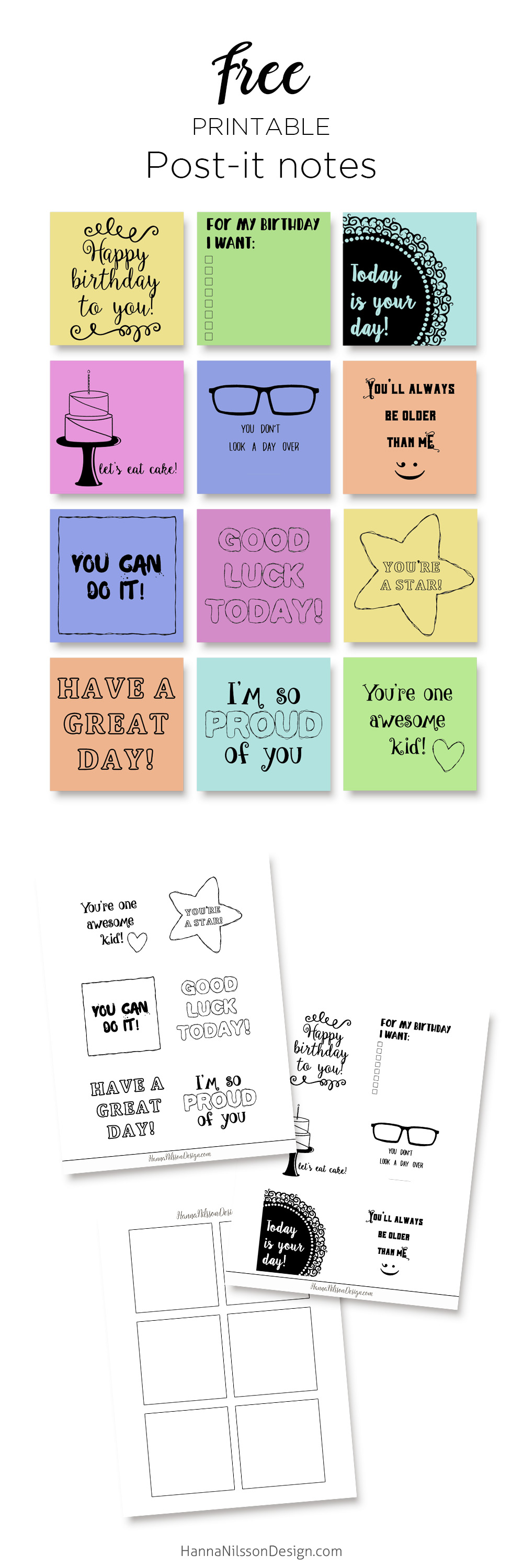 Surprise your kids with printable postit notes in their lunch boxes