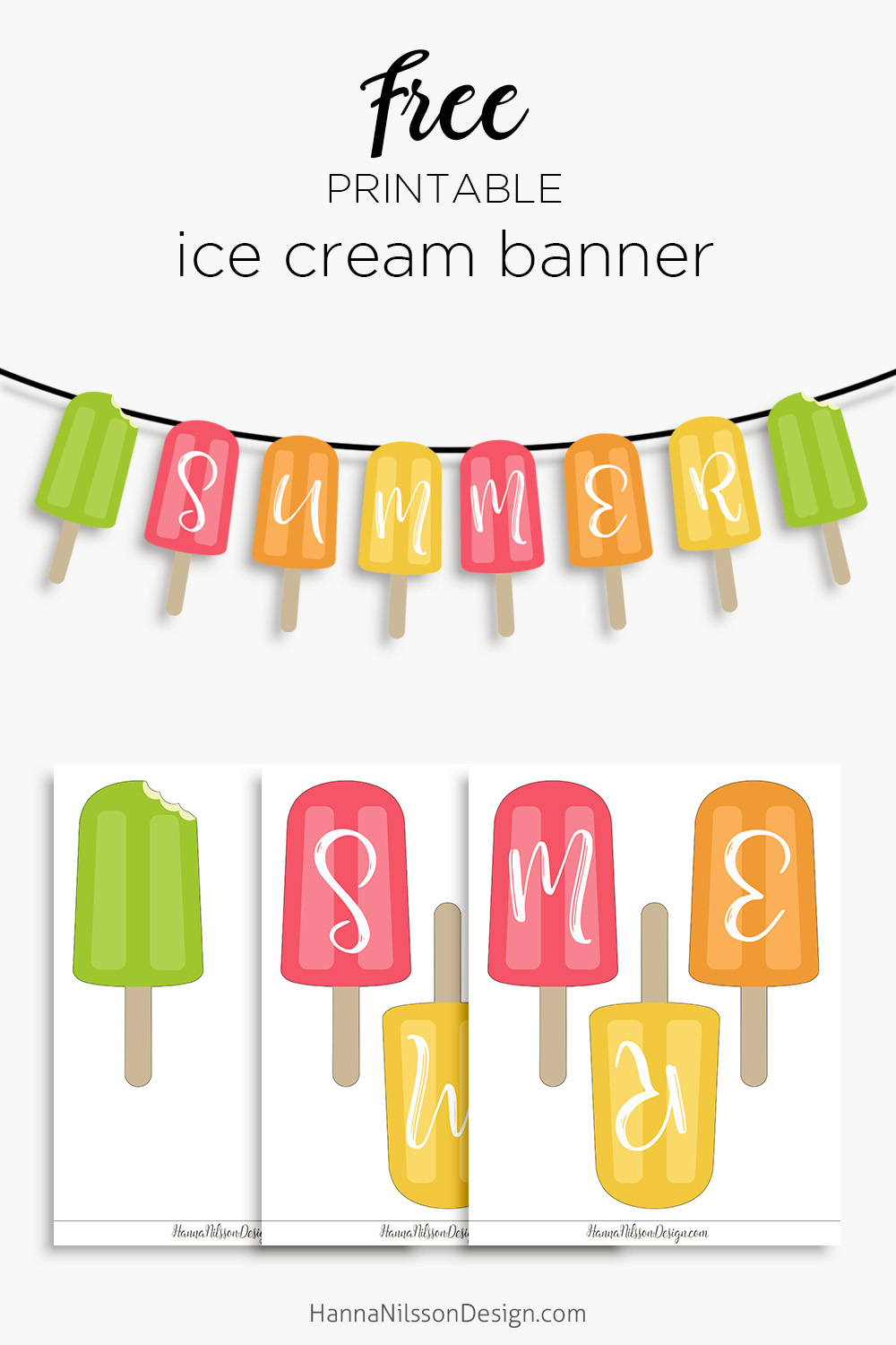 Ice cream banner for your Summer party decor – Hanna Nilsson Design