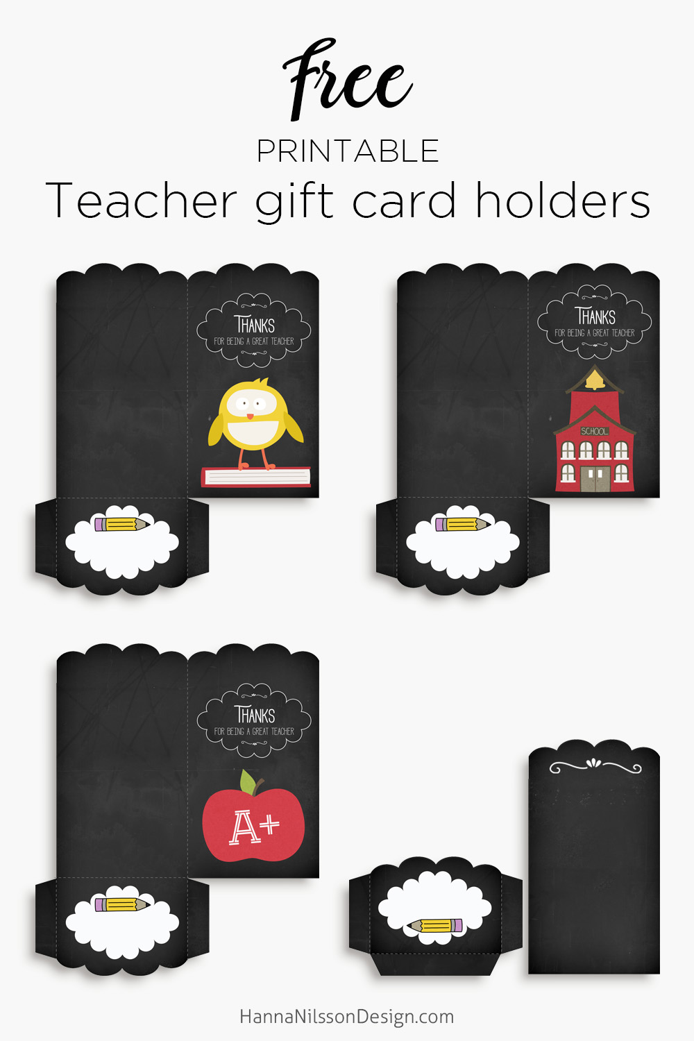 Back to school | printable teacher gift card holders – Hanna Nilsson Design