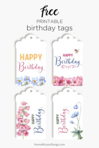 Birthday tags & cards | Free floral printables – Hanna Nilsson Design